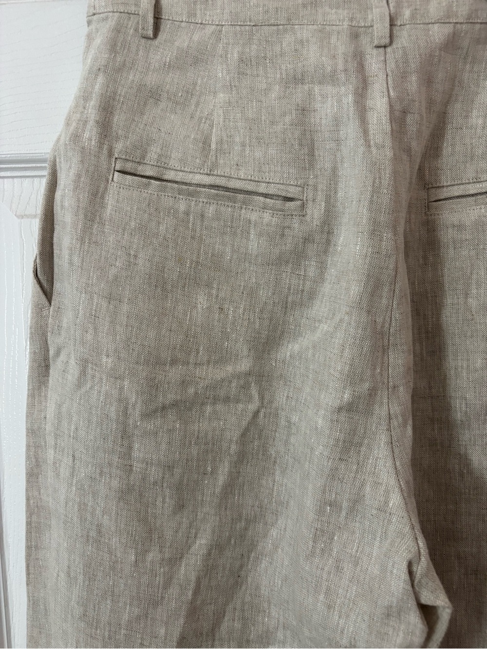 Reformation Mason Linen Pants Oatmeal Beige High Waisted Wide Leg Pleated Size 6 - Picture 7 of 12